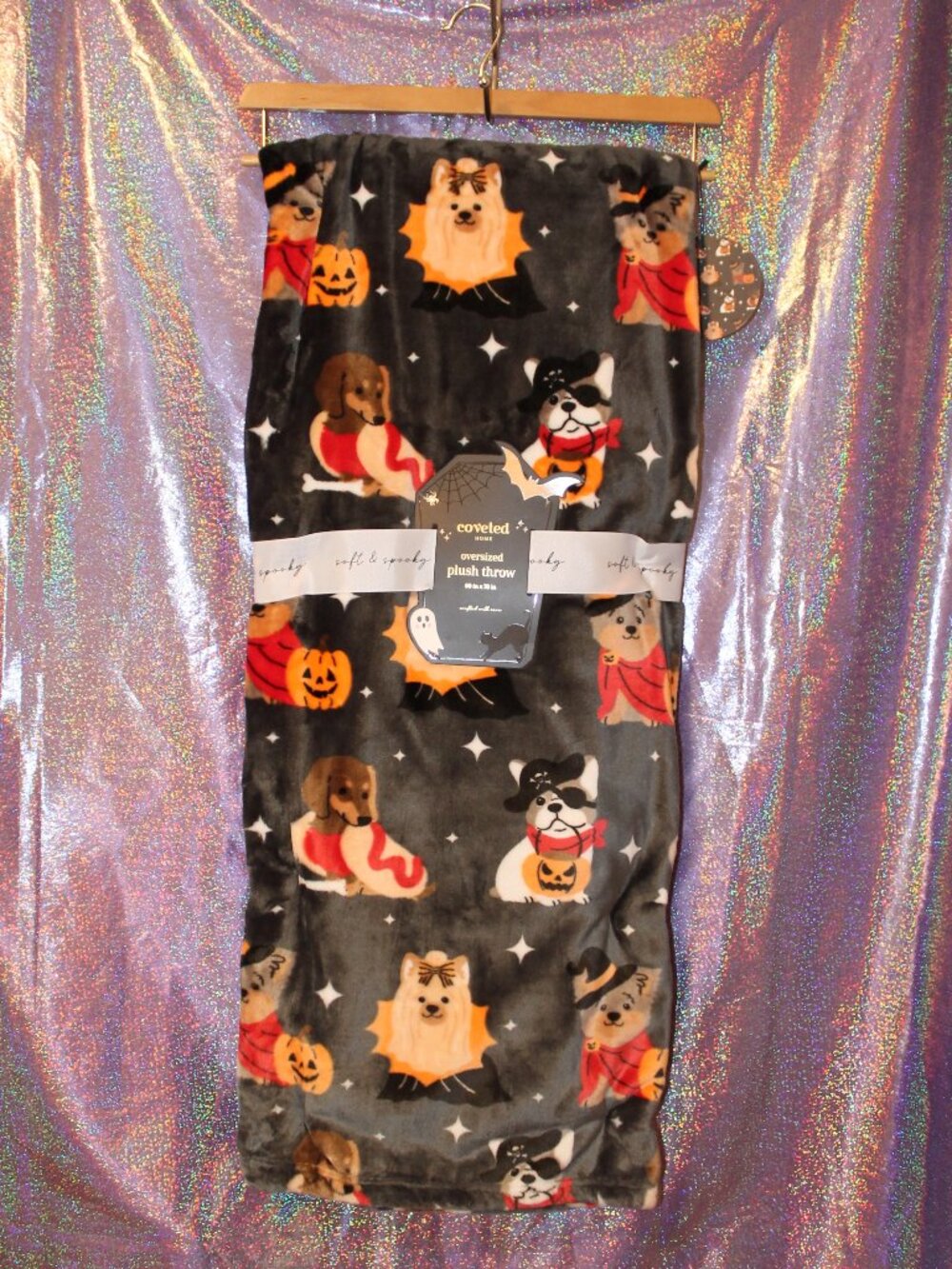 Halloween Dog Print Throw Blanket NWT